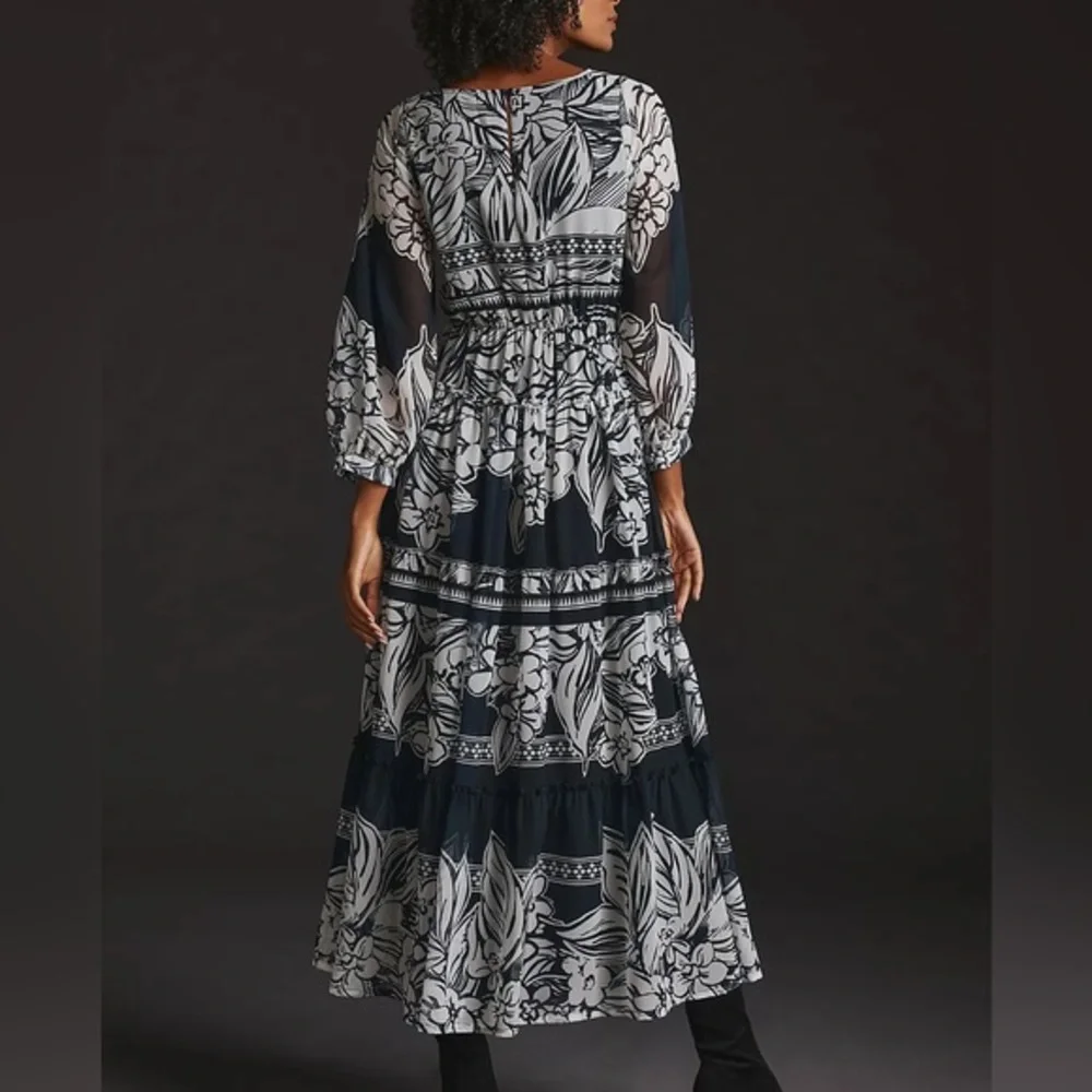 Anthropologie Vineet Bahl Tiered Long-Sleeve Dress - Picture 6 of 6